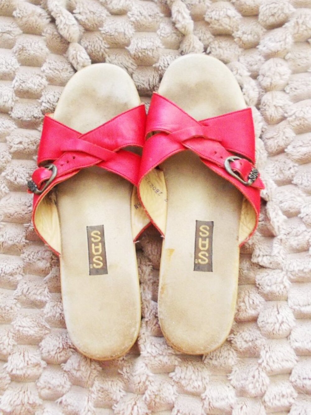 SAS Red Slip On Sandals Size 9.5 N